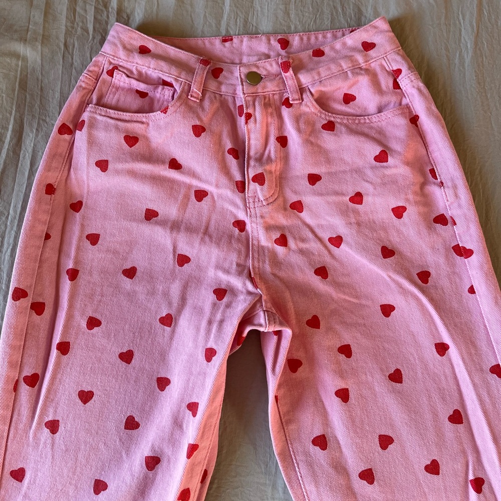 Pink & Red Heart Jeans